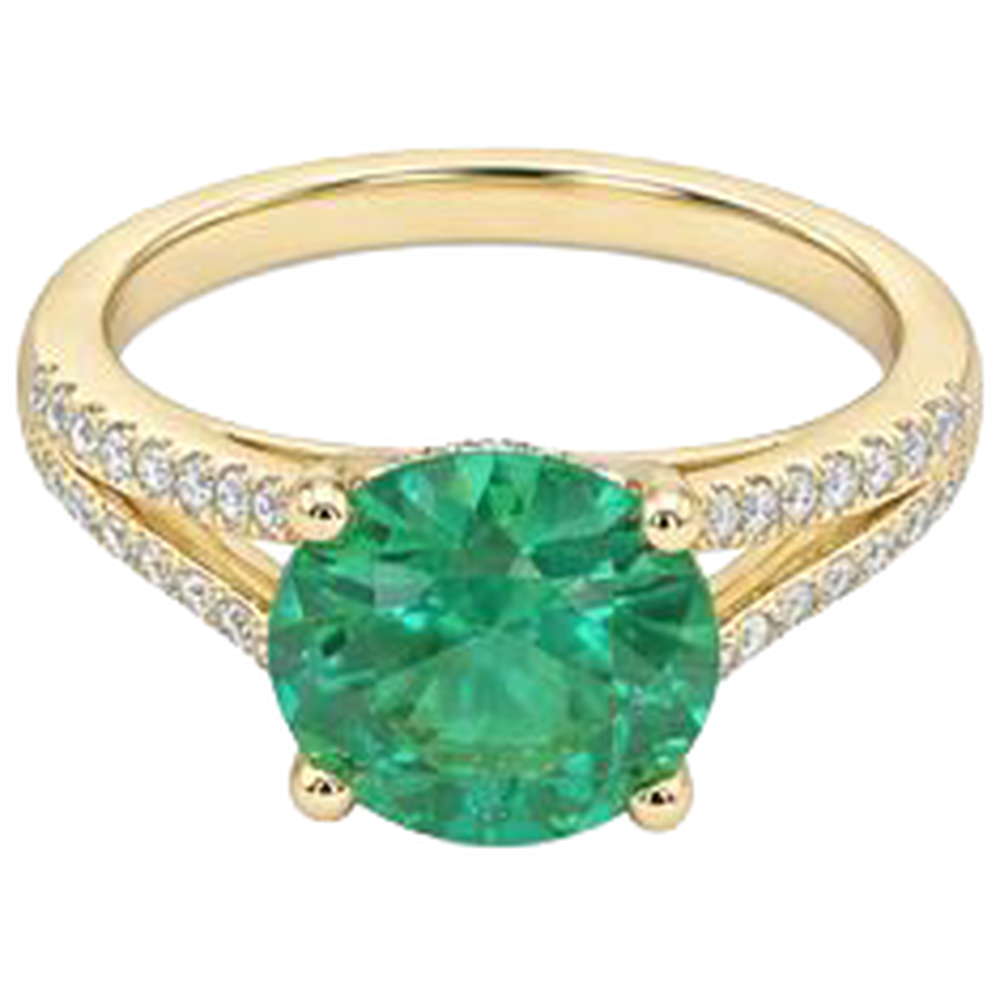 2.30 Carats Prong Green Emerald GIA With Natural Earth Mined Diamonds Ring Gemstone Yellow Gold 14K