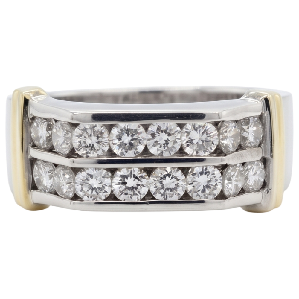 2.40 Carats Classic Round Diamond Men's Ring 10K White Gold