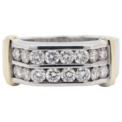 2.40 Carats Classic Round Diamond Men's Ring 10K White Gold