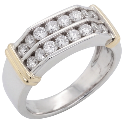 2.40 Carats Classic Round Diamond Men's Ring 10K White Gold