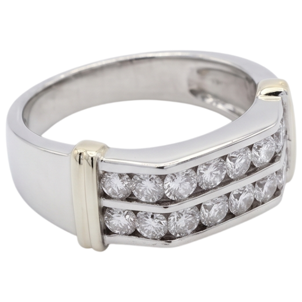 2.40 Carats Classic Round Diamond Men's Ring 10K White Gold