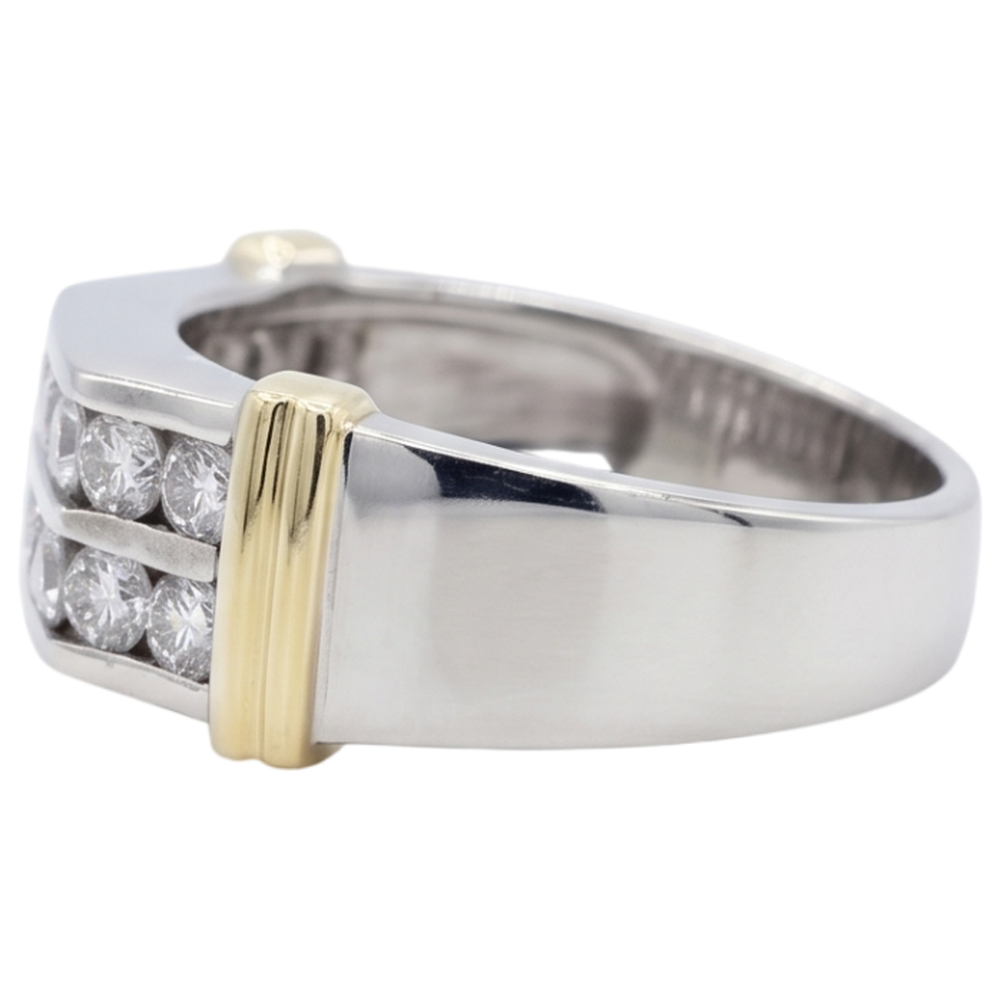 2.40 Carats Classic Round Diamond Men's Ring 10K White Gold