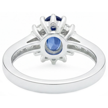 2.40 Ct Ceylon Sapphire And Natural Earth Mined Diamonds Ring White Gold 14K