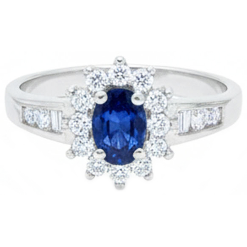 2.40 Ct Ceylon Sapphire And Natural Earth Mined Diamonds Ring White Gold 14K