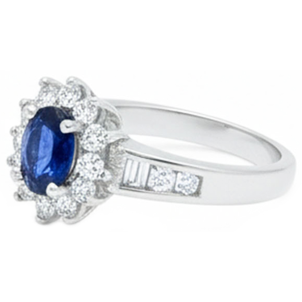 2.40 Ct Ceylon Sapphire And Natural Earth Mined Diamonds Ring White Gold 14K