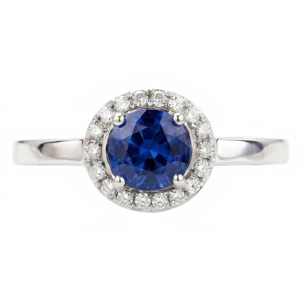 2.40 Ct Oval Ceylon Sapphire And Natural Earth Mined Diamond Ring White Gold 14K