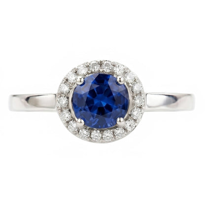 2.40 Ct Oval Ceylon Sapphire And Natural Earth Mined Diamond Ring White Gold 14K