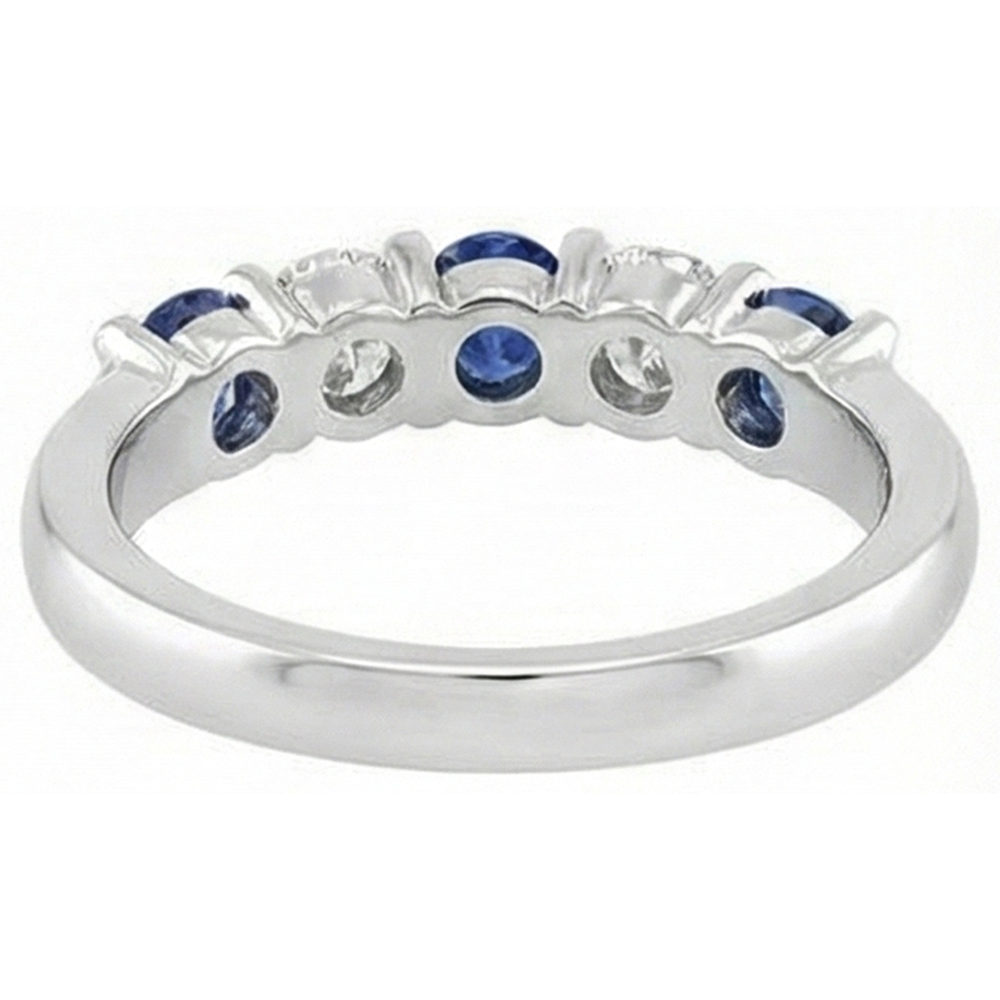 2.45 Ct Round Sri Lanka Sapphire Natural Earth Mined Diamond Wedding Band