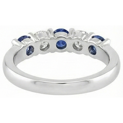 2.45 Ct Round Sri Lanka Sapphire Natural Earth Mined Diamond Wedding Band