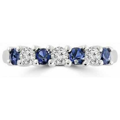 2.45 Ct Round Sri Lanka Sapphire Natural Earth Mined Diamond Wedding Band