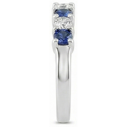 2.45 Ct Round Sri Lanka Sapphire Natural Earth Mined Diamond Wedding Band