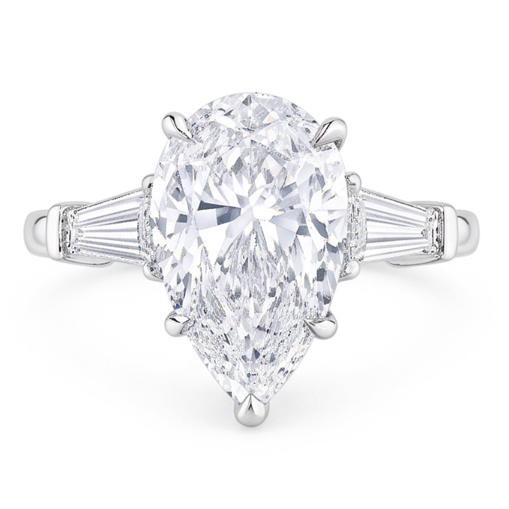 2.46 Carats Natural Real Diamond ( Not Lab Grown ) Engagement Ring 3 Stone White Gold 14K