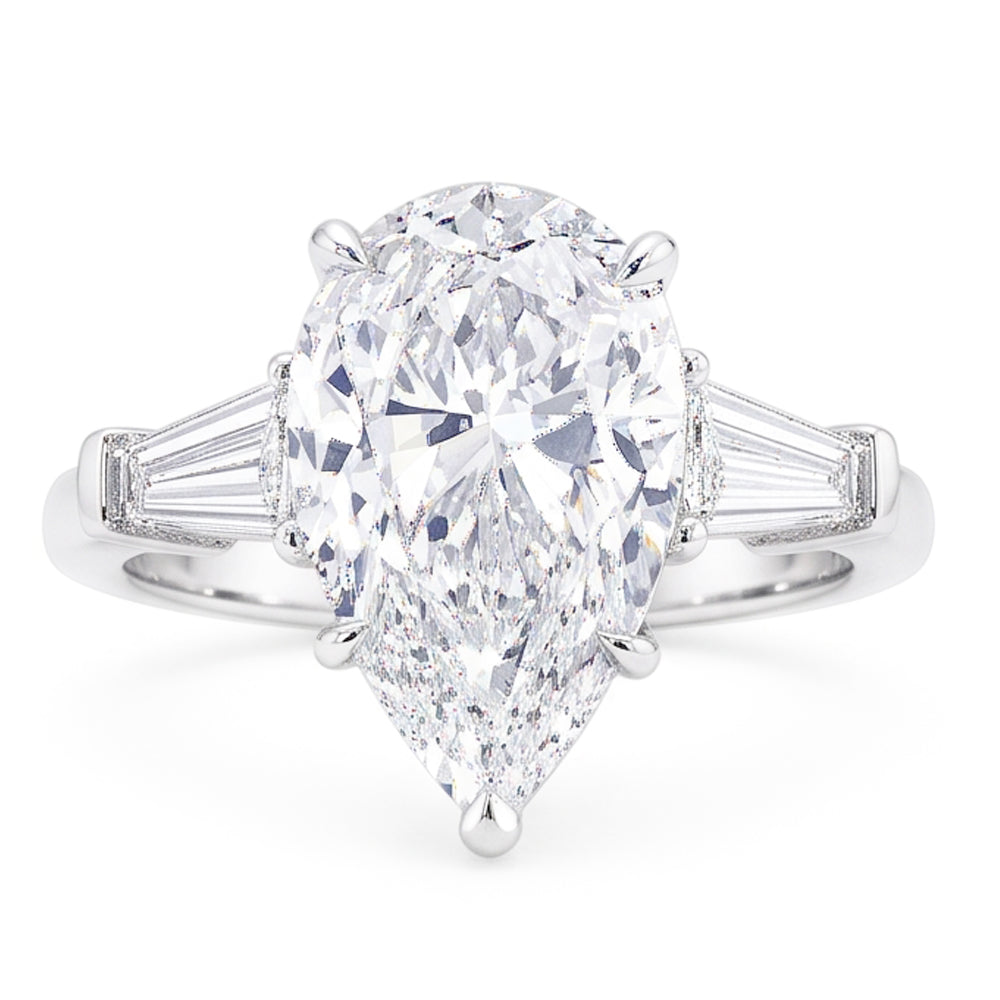 2.46 Carats Natural Real Diamond ( Not Lab Grown ) Engagement Ring 3 Stone White Gold 14K
