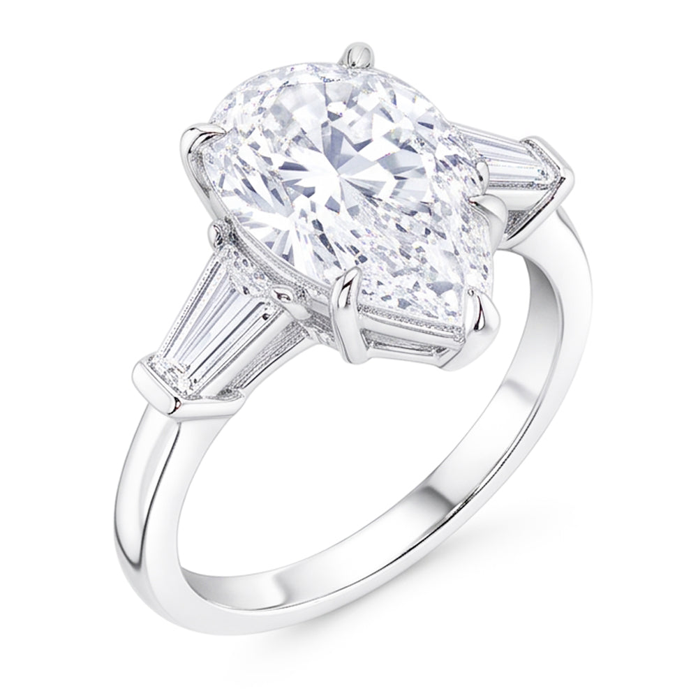 2.46 Carats Natural Real Diamond ( Not Lab Grown ) Engagement Ring 3 Stone White Gold 14K