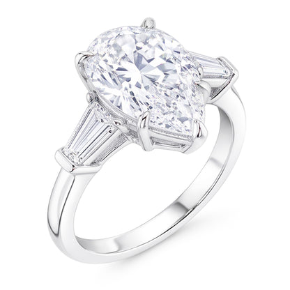 2.46 Carats Natural Real Diamond ( Not Lab Grown ) Engagement Ring 3 Stone White Gold 14K