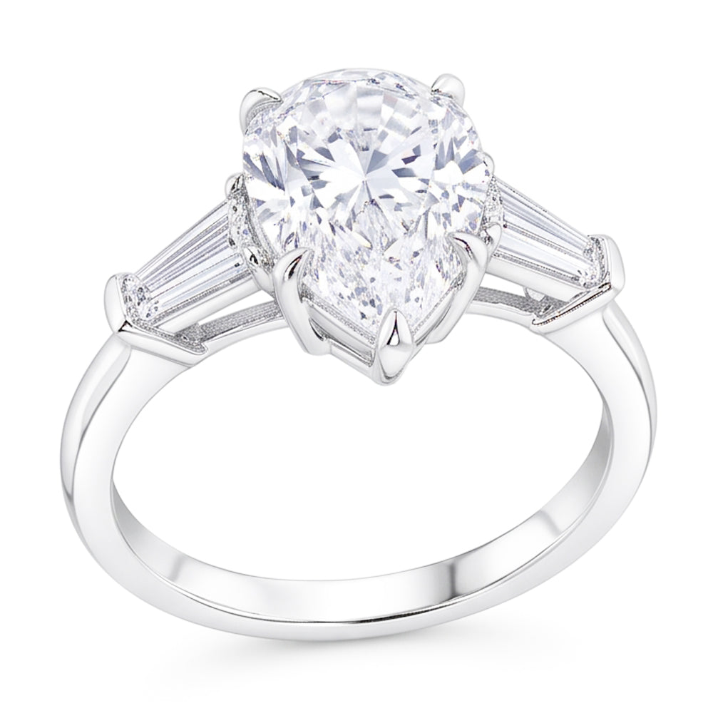 2.46 Carats Natural Real Diamond ( Not Lab Grown ) Engagement Ring 3 Stone White Gold 14K