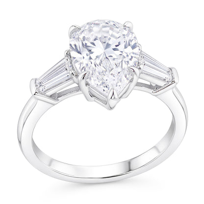 2.46 Carats Natural Real Diamond ( Not Lab Grown ) Engagement Ring 3 Stone White Gold 14K