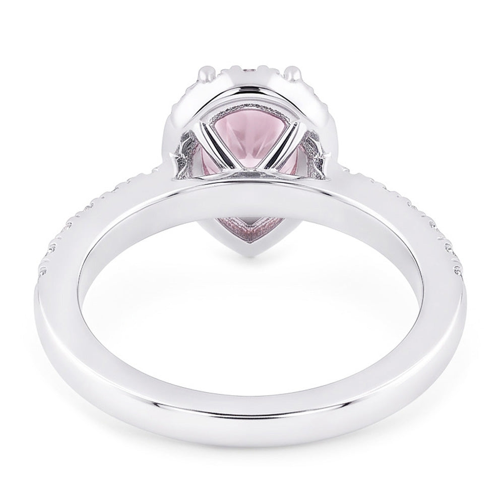 2.46 Ct Pink Pear Halo Gemstone Wedding Anniversary Ring Gold 14K