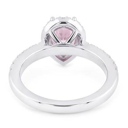 2.46 Ct Pink Pear Halo Gemstone Wedding Anniversary Ring Gold 14K