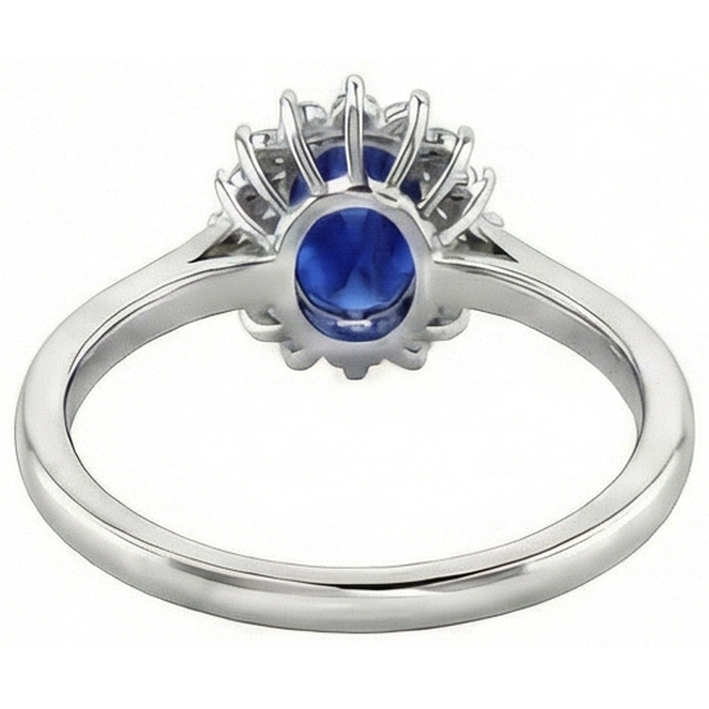 2.5 Carats Blue Oval Cut Kashmir Sapphire And Natural Earth Mined Diamond Ring White Gold 14K
