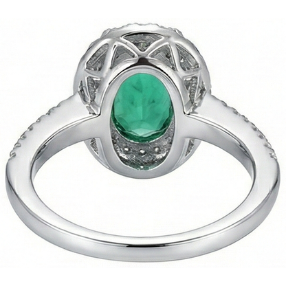 2.5 Ct Oval Cut Green Emerald GIA And Natural Earth Mined Diamond Wedding Ring White Gold 14K