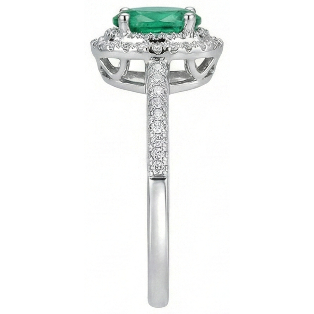 2.5 Ct Oval Cut Green Emerald GIA And Natural Earth Mined Diamond Wedding Ring White Gold 14K