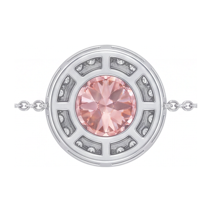 2.5 Carat Round Pink Lab Grown Diamond and White Diamond Halo Pendant 14K White Gold
