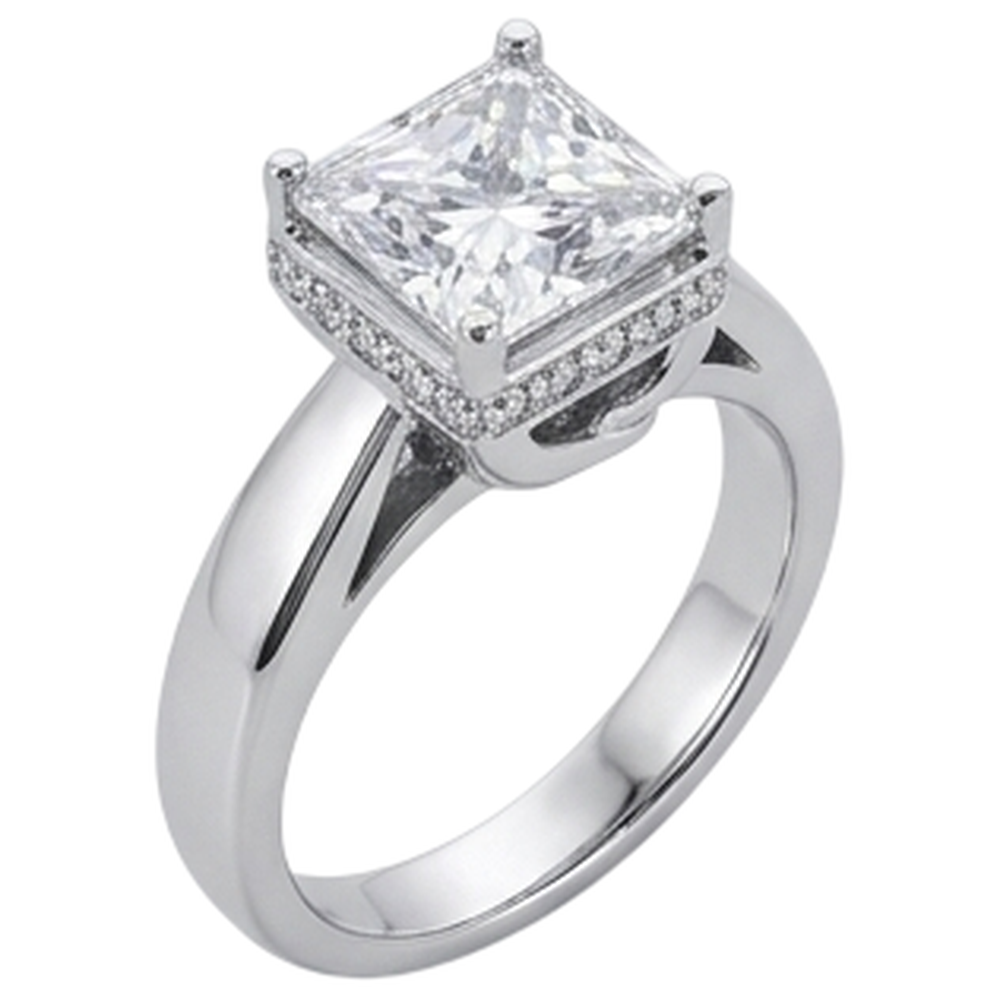 2.50 Carats Hidden Halo Princess Cut Natural Earth Mined Diamond Engagement Ring New