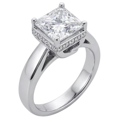 2.50 Carats Hidden Halo Princess Cut Natural Earth Mined Diamond Engagement Ring New