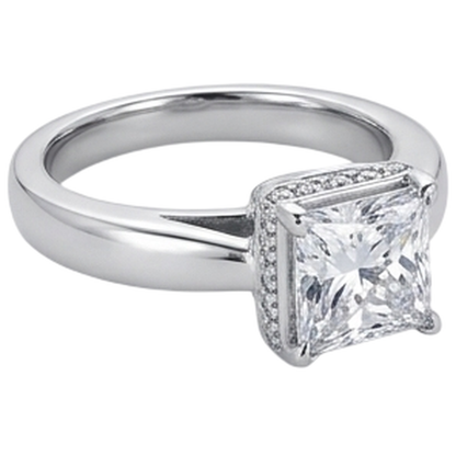 2.50 Carats Hidden Halo Princess Cut Natural Earth Mined Diamond Engagement Ring New