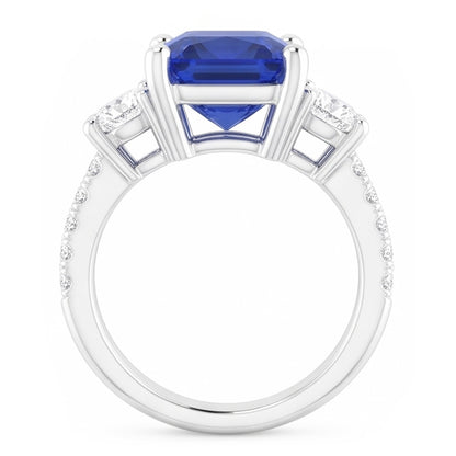 2.50 Carats Natural Earth Mined Diamond Wedding Ring Radiant Shape Sapphire With Accents