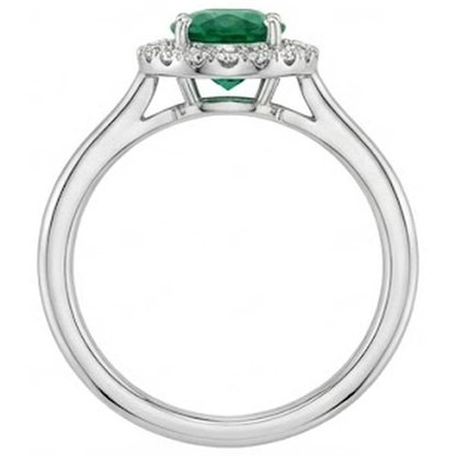 2.50 Carats Prong Set Green Emerald GIA And Natural Earth Mined Diamonds Wedding Ring White Gold