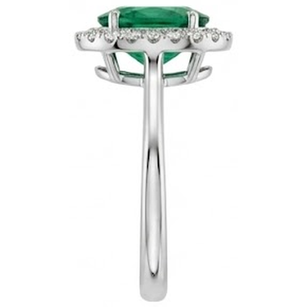 2.50 Carats Prong Set Green Emerald GIA And Natural Earth Mined Diamonds Wedding Ring White Gold