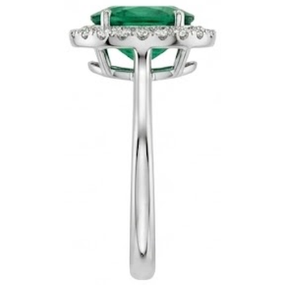 2.50 Carats Prong Set Green Emerald GIA And Natural Earth Mined Diamonds Wedding Ring White Gold