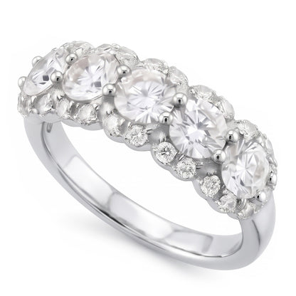 2.50 Carats Round Natural Earth Mined Diamond Women's Anniversary Ring White Gold 14K