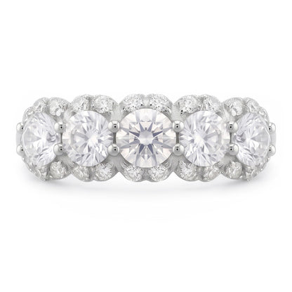 2.50 Carats Round Natural Earth Mined Diamond Women's Anniversary Ring White Gold 14K