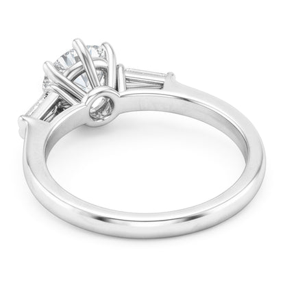 2.50 Carats Round & Baguettes Old Cut Mined Natural Real Diamond ( Not Lab Grown ) Three Stone Wedding Ring