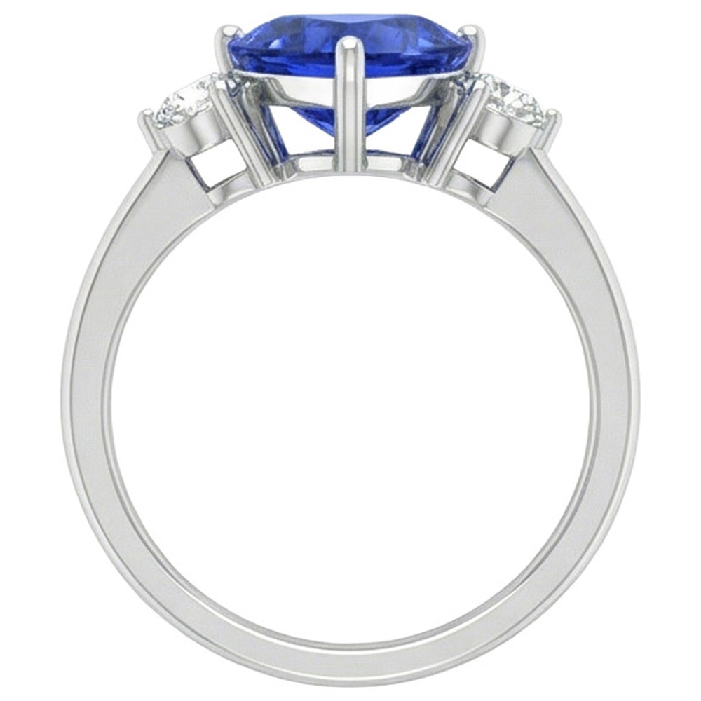 2.50 Ct. Ceylon Blue Sapphire Trillion Natural Earth Mined Diamonds 3-Stone Ring