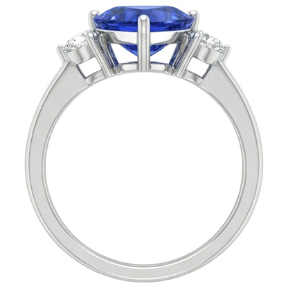 2.50 Ct. Ceylon Blue Sapphire Trillion Natural Earth Mined Diamonds 3-Stone Ring