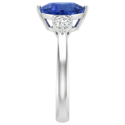 2.50 Ct. Ceylon Blue Sapphire Trillion Natural Earth Mined Diamonds 3-Stone Ring