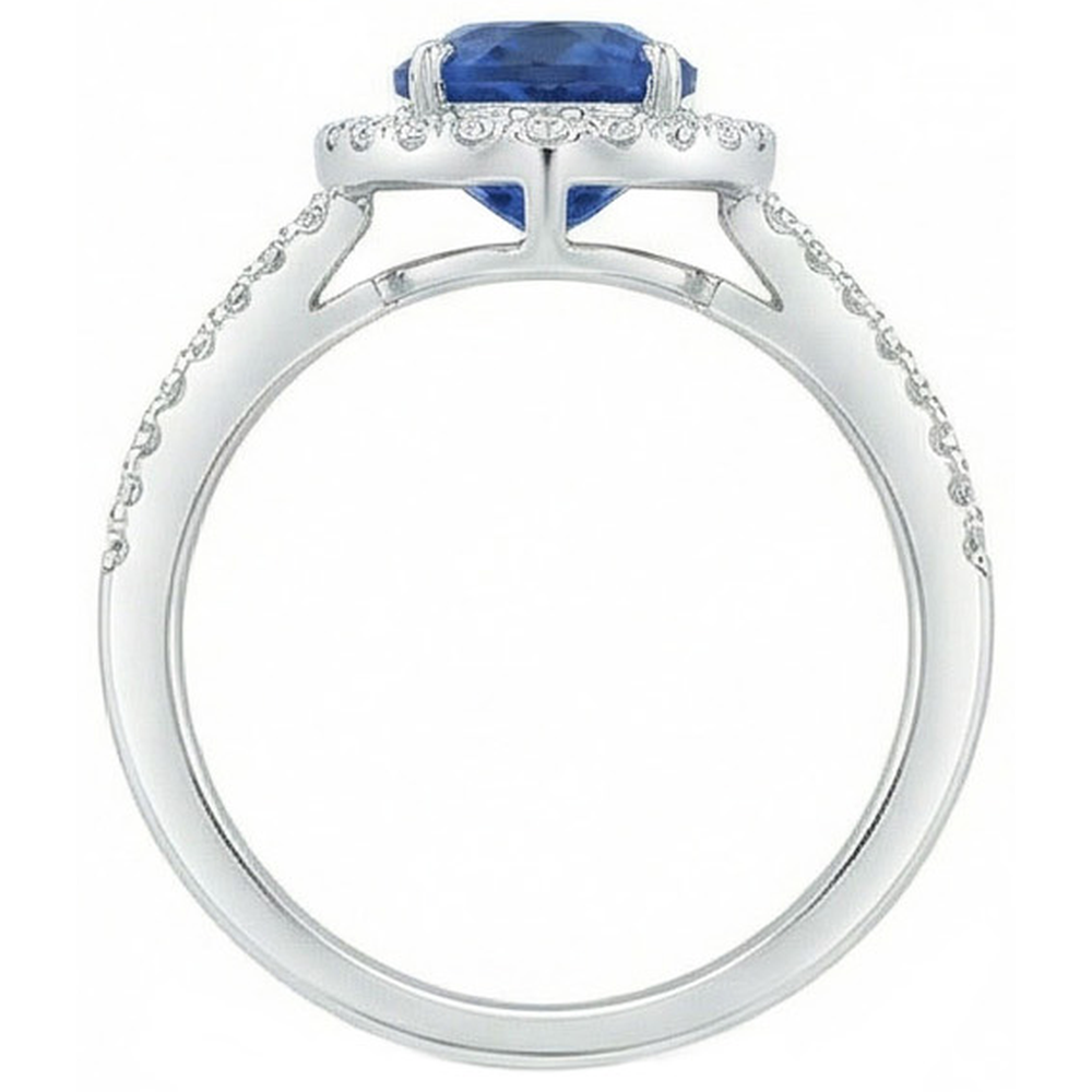 2.50 Ct Pear And Round Cut Sapphire Natural Earth Mined Diamonds Wedding Ring White Gold
