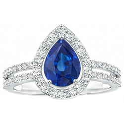 2.50 Ct Pear And Round Cut Sapphire Natural Earth Mined Diamonds Wedding Ring White Gold
