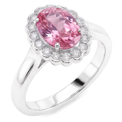 2.50 Ct Pink Sapphire And Round Natural Earth Mined Diamonds Anniversary Ring Gold