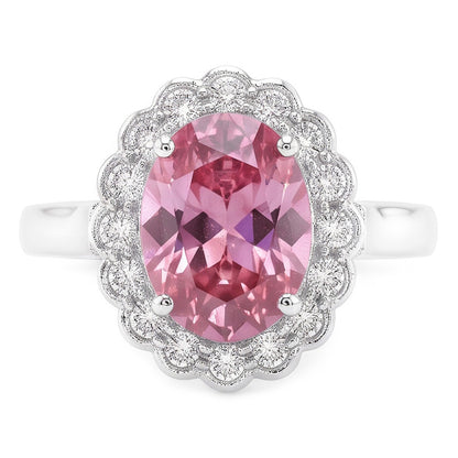 2.50 Ct Pink Sapphire And Round Natural Earth Mined Diamonds Anniversary Ring Gold