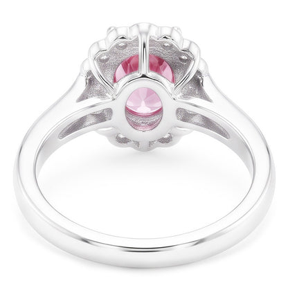 2.50 Ct Pink Sapphire And Round Natural Earth Mined Diamonds Anniversary Ring Gold