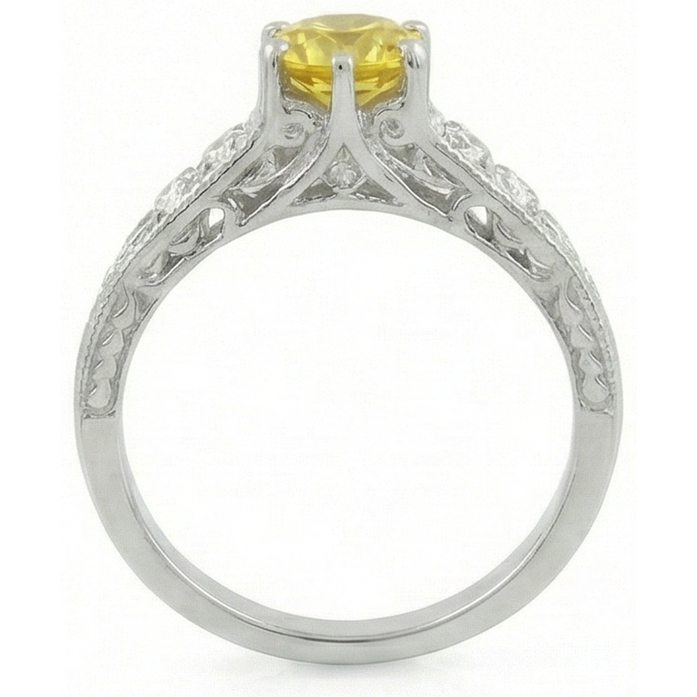 2.50 Ct Round Cut Yellow Sapphire And Natural Earth Mined Diamond Ring White Gold 14K