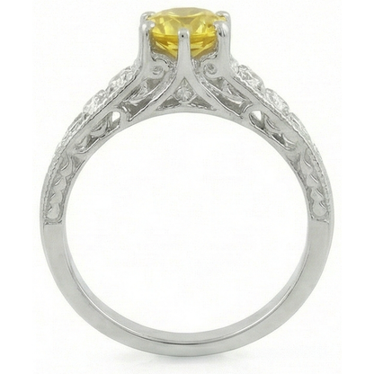2.50 Ct Round Cut Yellow Sapphire And Natural Earth Mined Diamond Ring White Gold 14K
