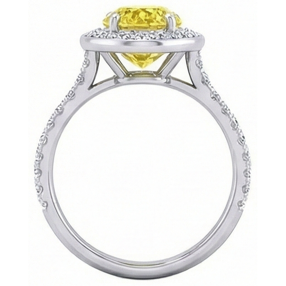 2.50 Ct Yellow Sapphire And Natural Earth Mined Diamonds Anniversary Ring White Gold 14K