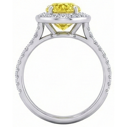2.50 Ct Yellow Sapphire And Natural Earth Mined Diamonds Anniversary Ring White Gold 14K
