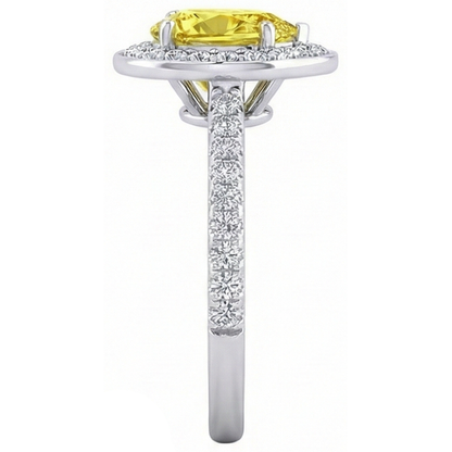 2.50 Ct Yellow Sapphire And Natural Earth Mined Diamonds Anniversary Ring White Gold 14K